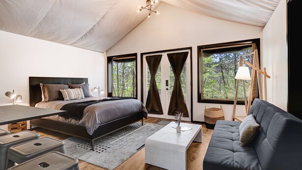 Unclassified image, 1 of 20, button - Loblolly Pine Luxury Glamping Tent Suite at Starlight Haven Resort (Hot Springs)