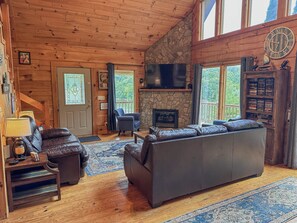 TV connectée, cheminée, jeux vidéo, lecteur de DVD