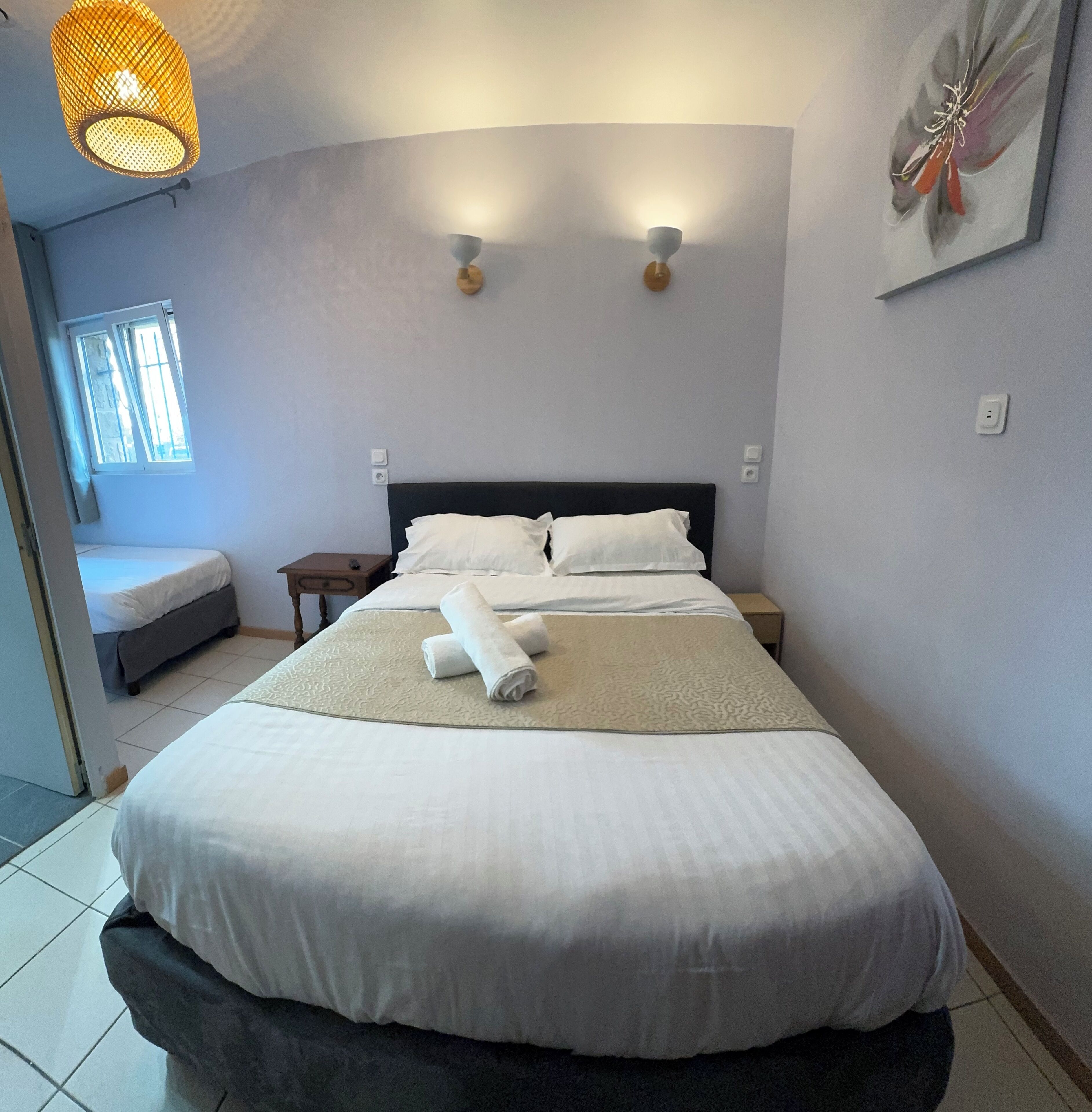 Memory foam beds, iron/ironing board, free WiFi, bed sheets