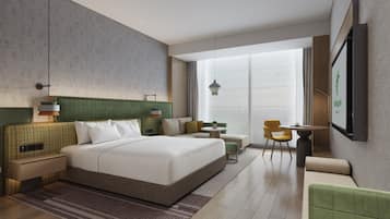 Premium bedding, down comforters, memory foam beds, in-room safe