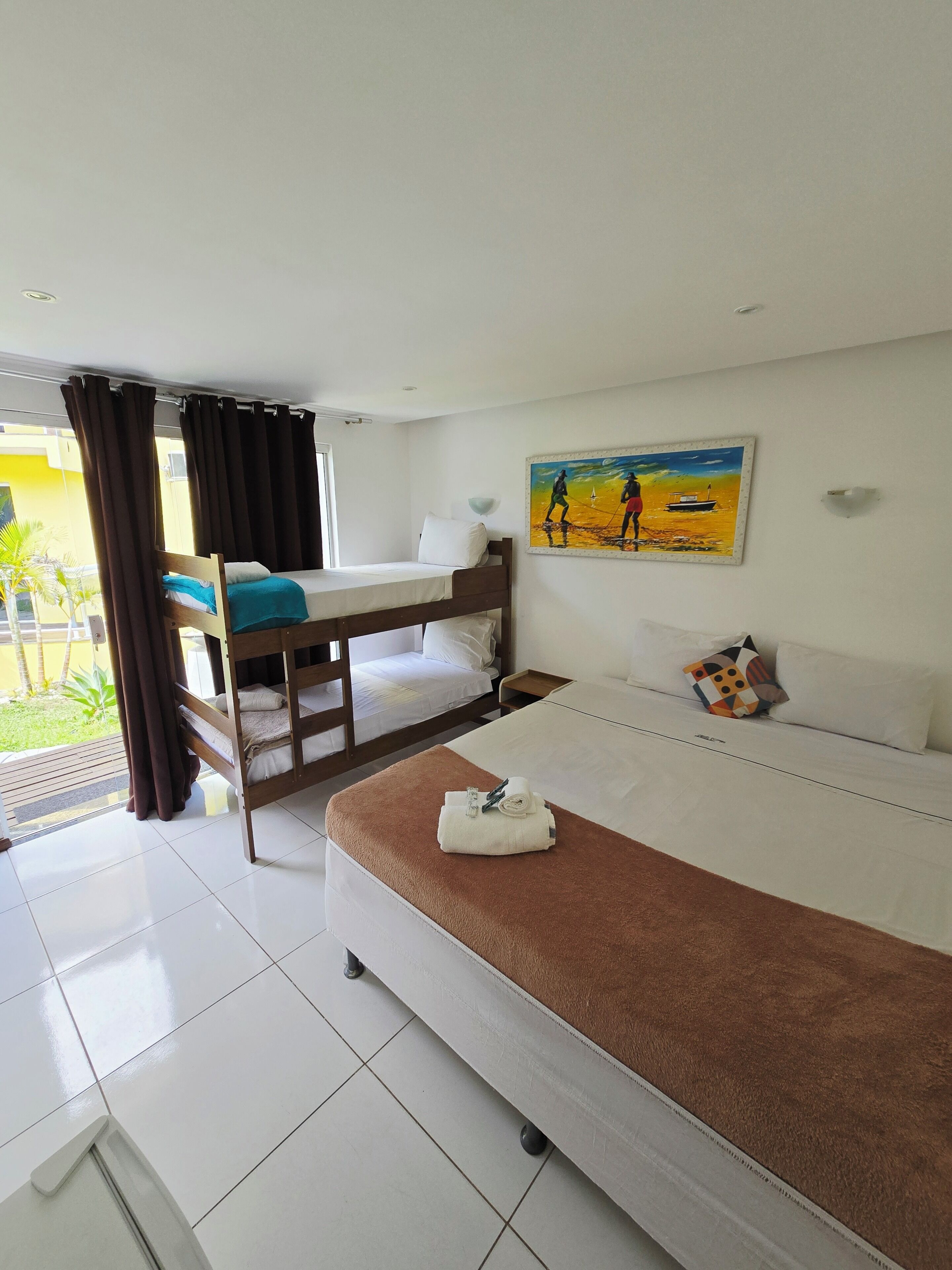 Blackout curtains, free WiFi, bed sheets