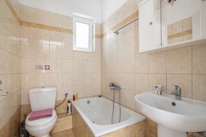 Shower, hair dryer, towels - Holiday Home 'Villa 2' with Sea View, Wi-Fi and Air Conditioning (Leykada)