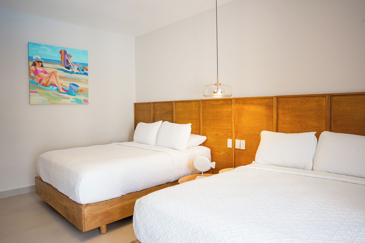 Standard Double Room, 2 Double Beds, Balcony, Pool View | Down duvets, desk, laptop workspace, iron/ironing board (on request)