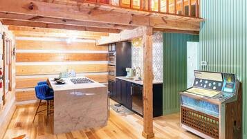 Smart TV, books, music library, stereo