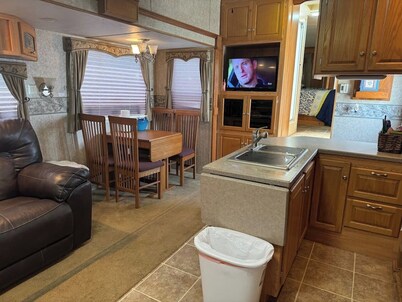 Short walk to the beach! This camper & cabin offer a perfect getaway!