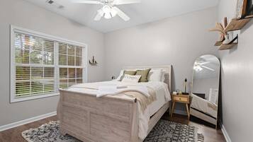 2 bedrooms, iron/ironing board, travel crib, WiFi