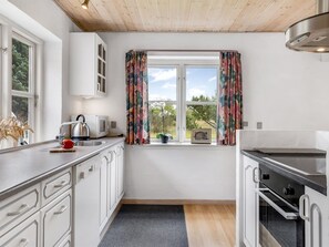 Fridge, oven, dishwasher, high chair