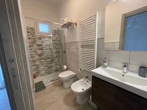 Haartrockner, Bidet, Handtücher, Seife
