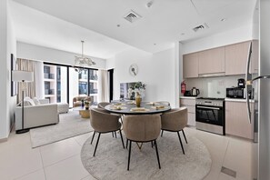 Comfort Apartment, 2 Bedrooms, Non Smoking, City View | Living area | Smart TV, Netflix, streaming services - Act One Act Two Apartments (Dubai)