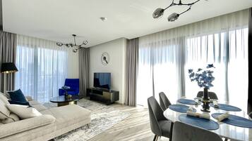Apartamento design, para não fumantes | Área de estar | Smart TV, Netflix, serviços de streaming