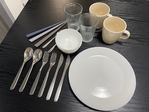 201, Non Smoking | Private kitchen | Full-size fridge, microwave, stovetop, cookware/dishes/utensils - OK Building Ikebukuro Honcho (Tokyo)
