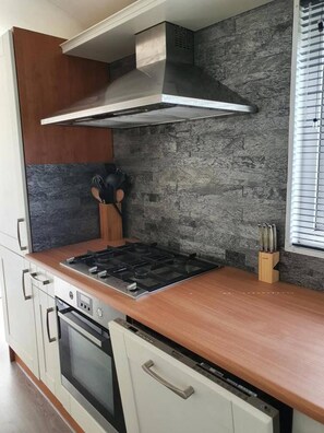 Fridge, microwave, oven, dishwasher