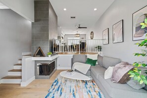 Smart TV, fireplace, computer monitors