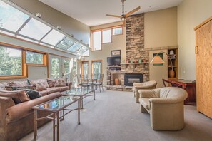 TV, fireplace, offices