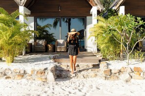 Tweepersoonskamer, uitzicht op zee | Uitzicht op strand/zee