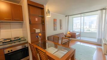 Apartment | Private kitchen | Fridge, microwave, oven, cookware/dishes/utensils