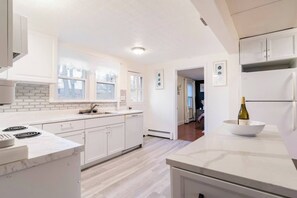 Fridge, microwave, dishwasher, toaster