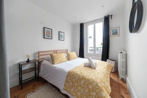 1 bedroom, desk, iron/ironing board, travel cot