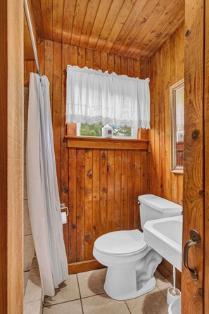 Shower, towels, soap, shampoo