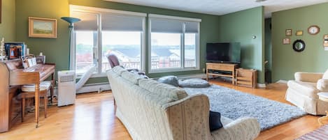 TV, fireplace