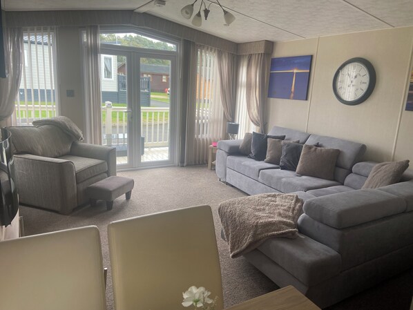 Cabin | Living area | TV, fireplace - Luxury Rural Hottub Lodge in Northumberland (Morpeth)