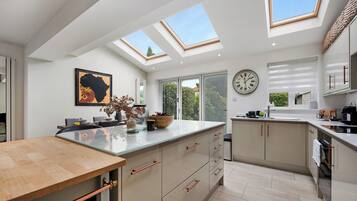 Fridge, microwave, dishwasher, coffee/tea maker