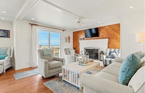 Smart TV, fireplace, video games, books