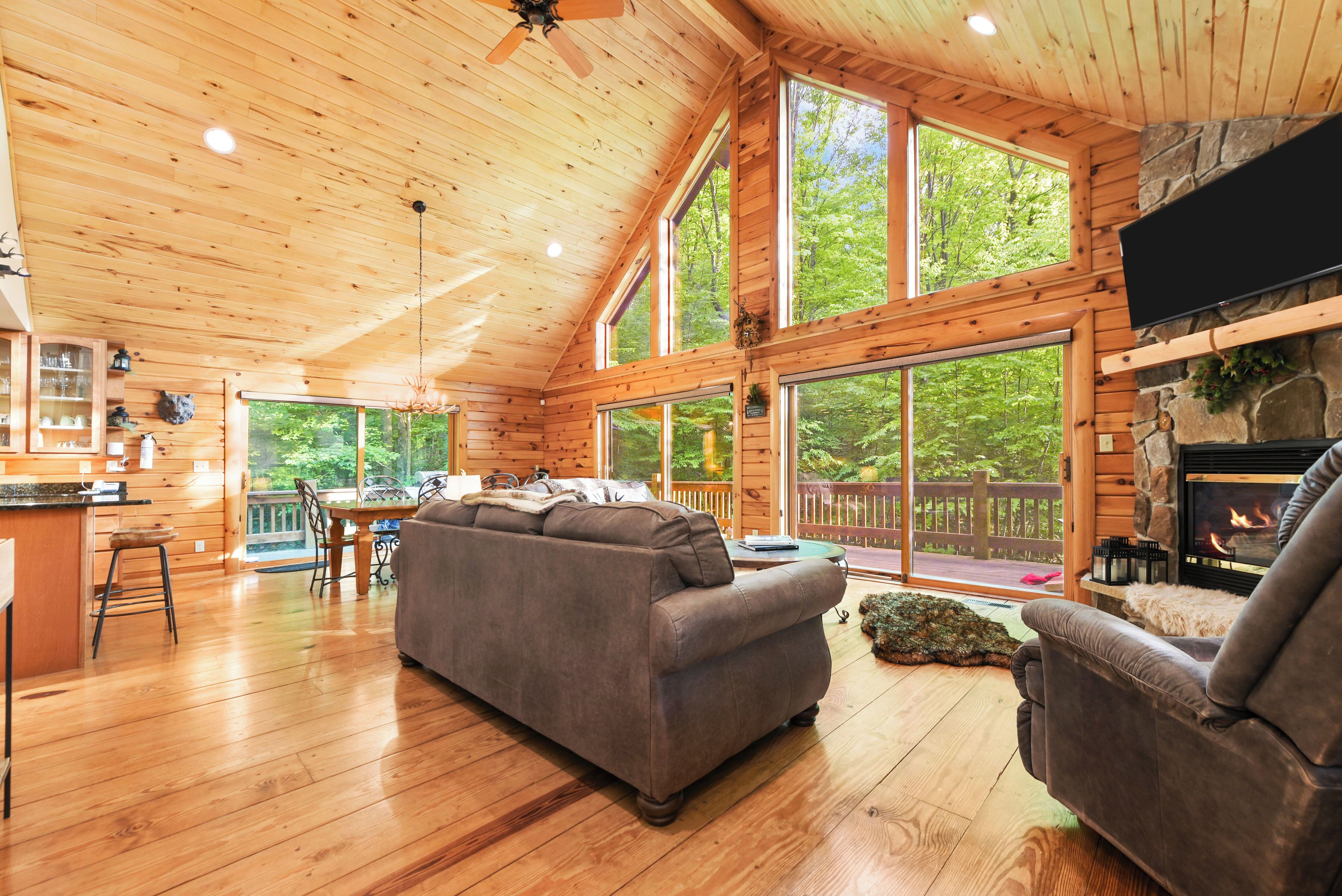 Smart TV, fireplace, DVD player, foosball