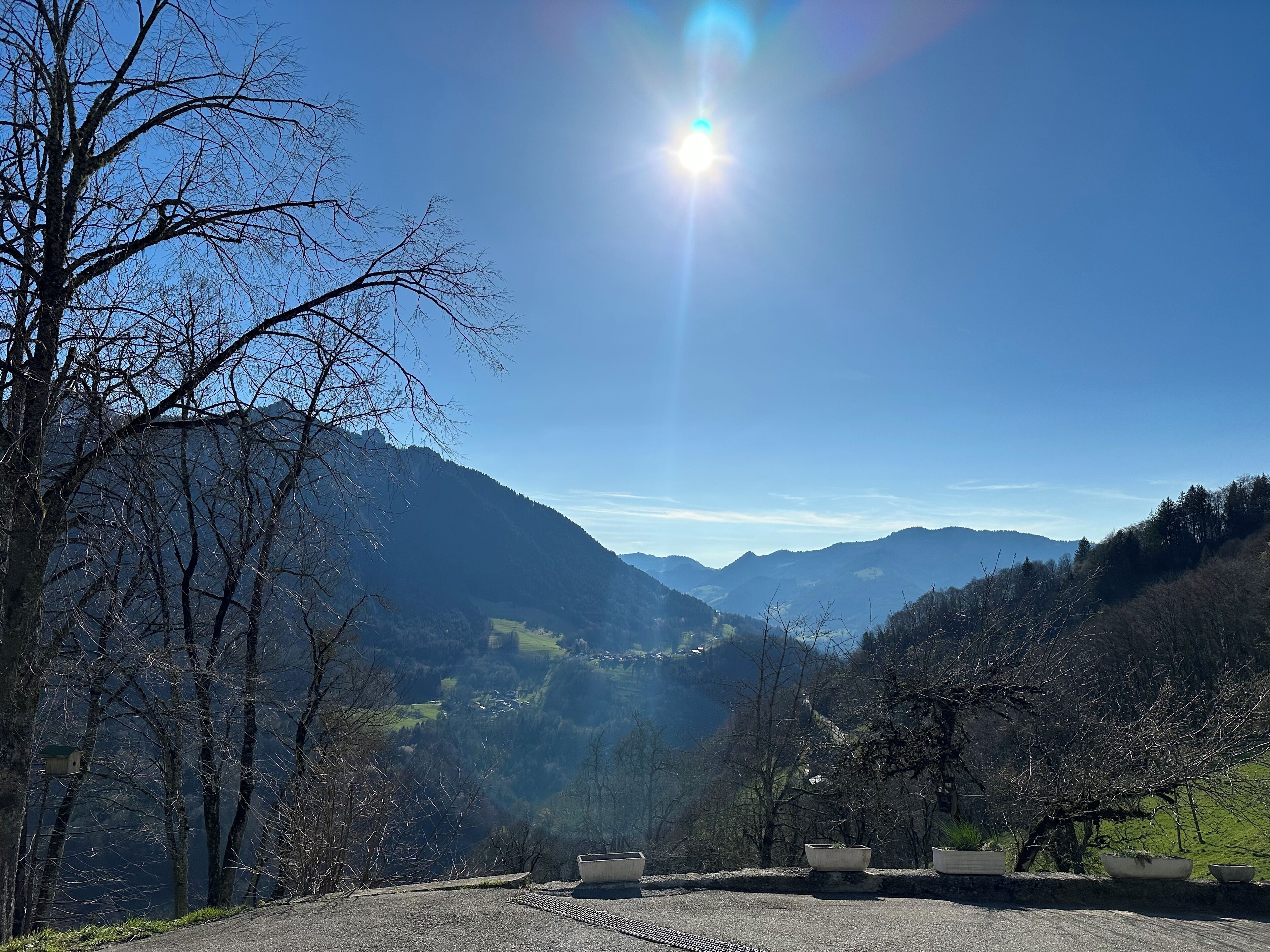 A mountainous landscape with a clear sky.
