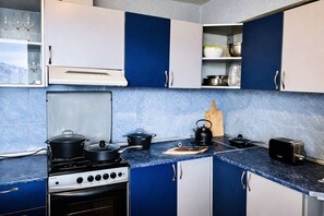 Fridge, oven, stovetop, dishwasher