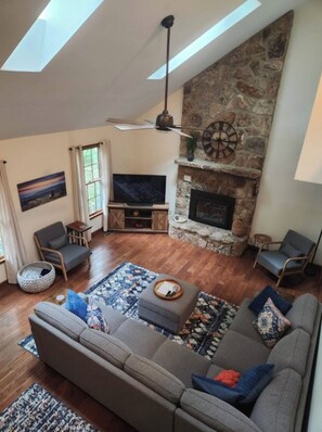 Smart TV, fireplace, video games, table football