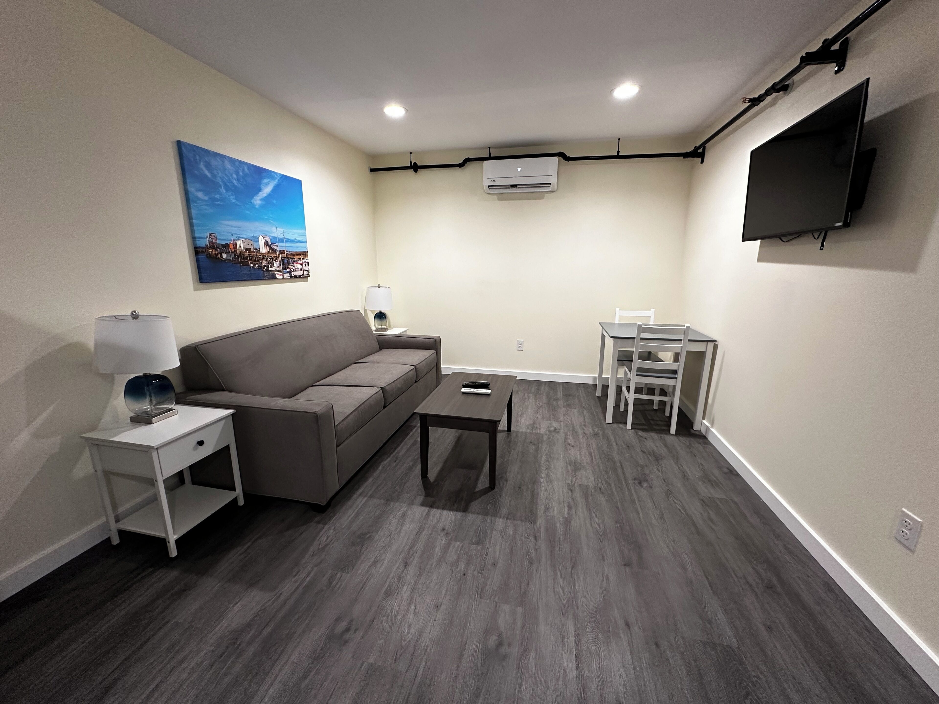 40-inch flat-screen TV with cable channels