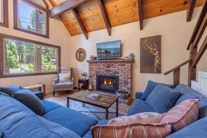 Télévision, cheminée, espaces bureaux