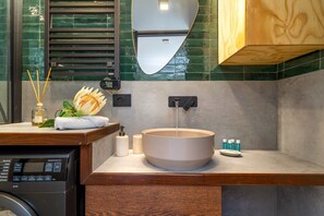 Ducha, secador de pelo, bidé y toallas