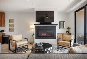 TV, fireplace