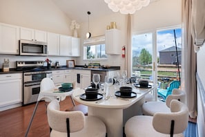 Fridge, microwave, oven, stovetop - Colorful Colorado house by DIA Airport Rockies & Downtown! (Commerce City)