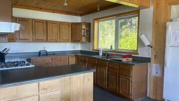 Fridge, oven, stovetop, coffee/tea maker