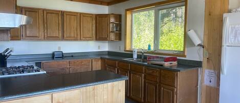 Fridge, oven, stovetop, coffee/tea maker