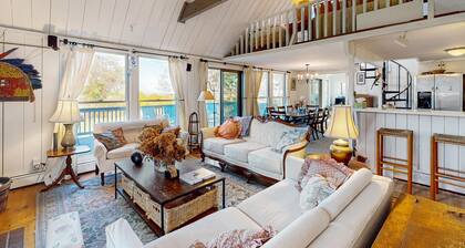 Private island house with close beach access and water view from deck