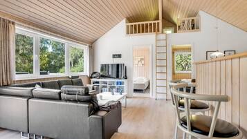 Fernseher, Kamin, DVD-Player, Tischfußball