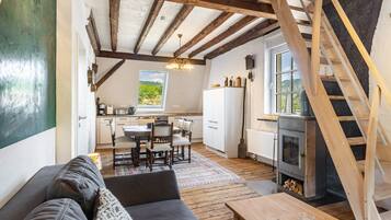 Televisión y chimenea