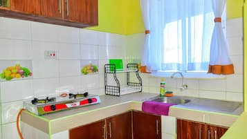 Classic Apartment, City View | Private kitchen | Fridge, microwave, cookware/dishes/utensils