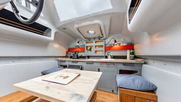 Fridge, stovetop, cookware/dishes/utensils