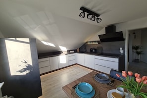Fridge, microwave, stovetop, dishwasher