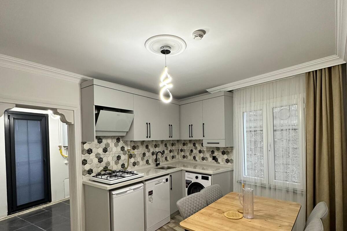 Family Apartment, Kitchen, Ground Floor | Private kitchen | Mini-fridge, stovetop, dishwasher, electric kettle