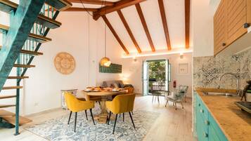 Luxury Apartment, Terrace | Living area | 43-inch Smart TV with cable channels, Netflix, streaming services