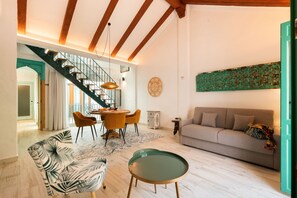 Luxury Apartment, Terrace | Living area | 43-inch Smart TV with cable channels, Netflix, streaming services - Casa Esmeralda Luxury Boutique Apartments Old Town (Estepona)