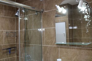 Hair dryer, towels, toilet paper