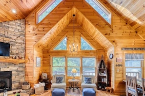 TV, fireplace, video games, offices - Waldhaus- Great Deal!  View, Pet Friendly, Hot Tub (Blue Ridge)
