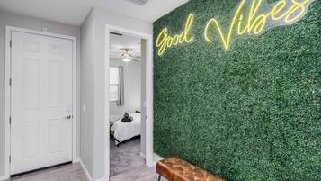 4 bedrooms, desk, iron/ironing board, travel crib